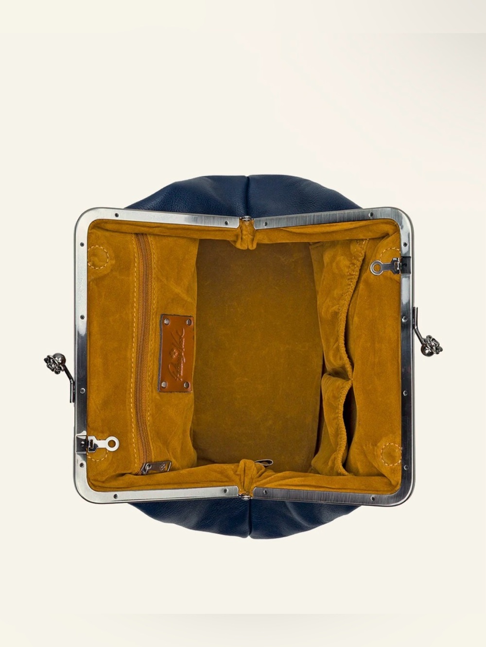 Patricia Nash Sofia Frame C/B. Rugged Natural Grain Leather. Denim Blue. - Picture 14 of 17